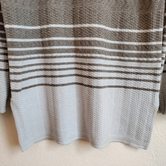 LANDS END Cotton Tunic Ombre Stripe Sky Blue Gray Long Boatneck Sweater 10-12 - Picture 10 of 11